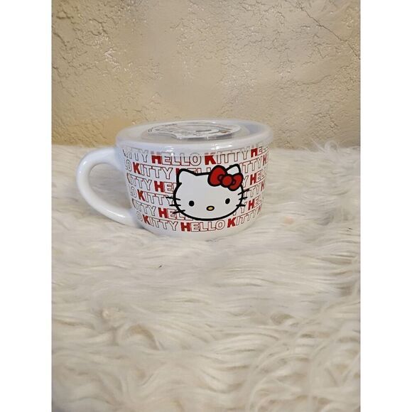 SOLD-Hello Kitty Ceramic Soup Mug with Lid - Picture 1 of 3